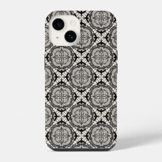 Coque Pour iPhone 14 Médaillons et oiseaux motif filigrané