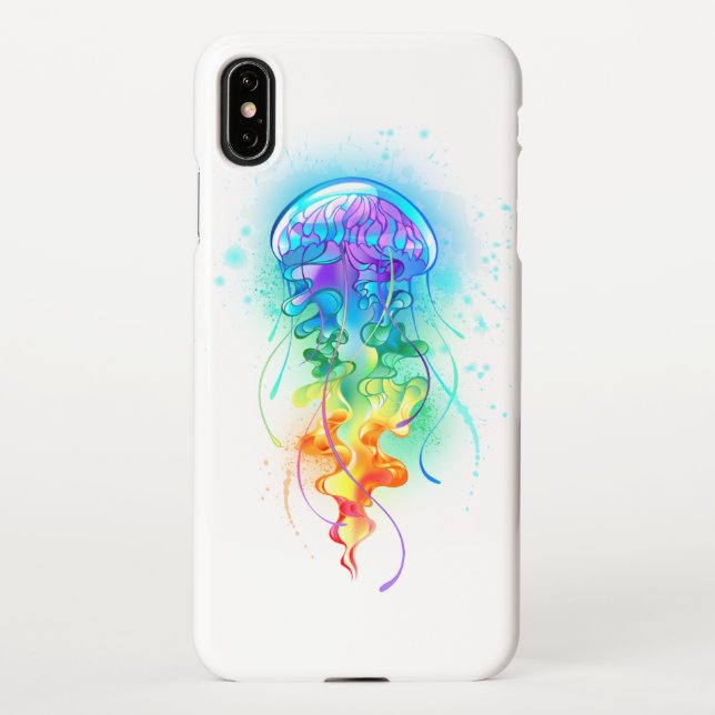 Coque iPhone Méduse arc-en-ciel (Dos)