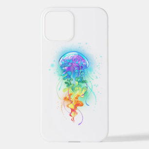 Coque iPhone 12 Méduse arc-en-ciel