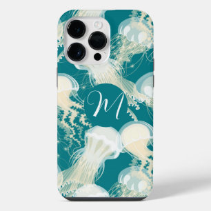 Coque Pour Pour iPhone 14 Pro Max Méduse En Bleu Océan Été Saison Monogramme