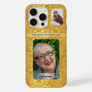Coque iPhone 15 Pro Max Meilleur Animal Maman Jamais Nom Photo Gold Floral