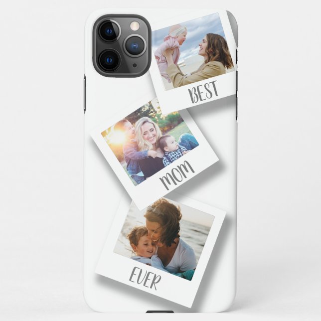 Coque iPhone Meilleur MOM Ever 3 photo Collage BLANC (Dos)
