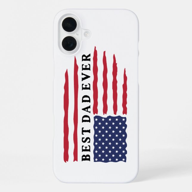 Coque iPhone Meilleur Papa Américain Drapeau (Verso)