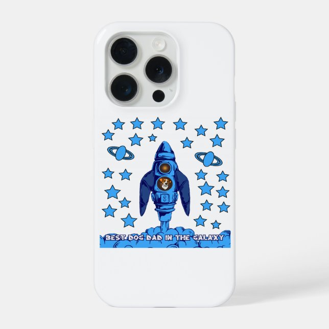 Coque iPhone Meilleur Papa Chien de la Galaxie Fusée Spatiale C (Verso)