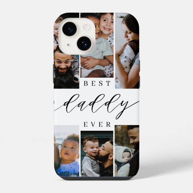 Coque iPhone Meilleur Papa de Tous les Temps Script Collage de  (Verso)