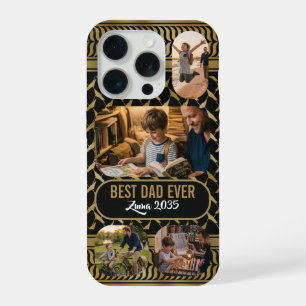 Coque iPhone 15 Pro Meilleur papa personnalisé 4 photos Keffiyeh pales