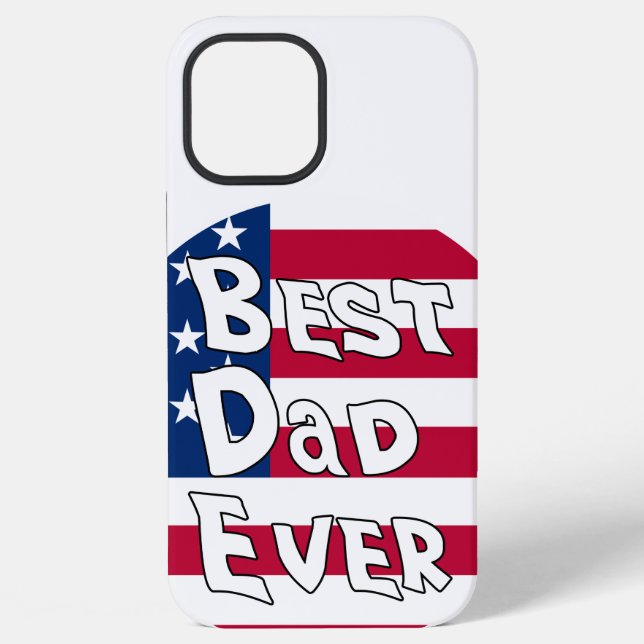 Coque iPhone Meilleur Papa USA Drapeau (Verso)
