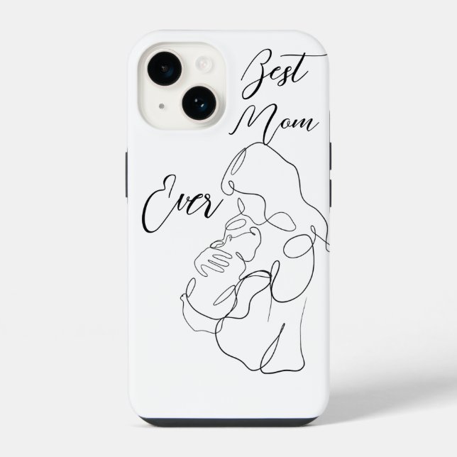 Coque iPhone Meilleure maman jamais tendance une ligne de la mè (Verso)