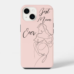 Coque Pour iPhone 14 Meilleure maman jamais tendance une ligne grossess
