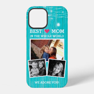 Coque iPhone 12 Meilleures lumières de chaîne de maman en bois pou