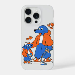 Coque iPhone 15 Pro Meilleurs amis : Duo de Blue Dog père et fils ( Or