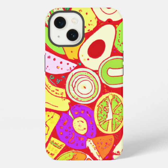 Coque iPhone Mélanges Époustouflants de Motifs de Fruits. Achet (Verso)