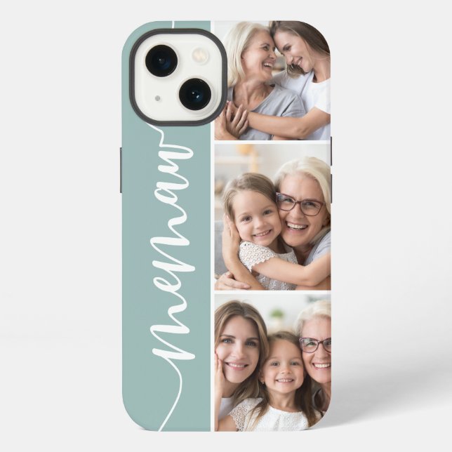 Coque iPhone Memaw Script Grand-mère Photo Collage (Verso)