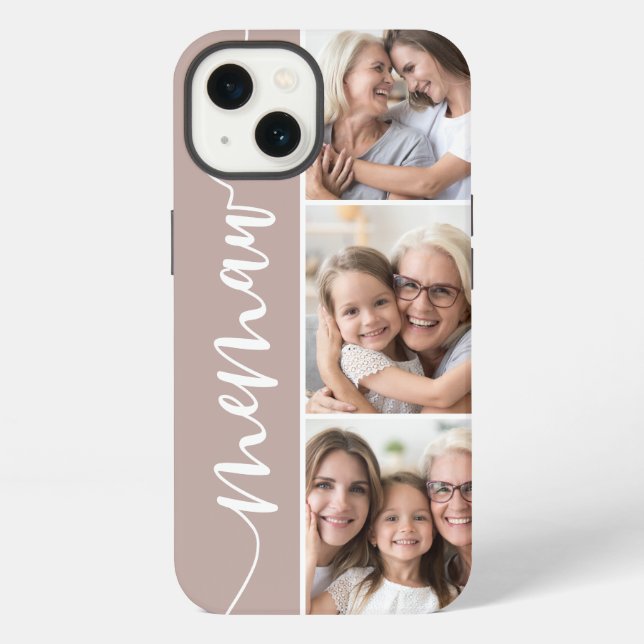 Coque iPhone Memaw Script Grand-mère Photo Collage (Verso)