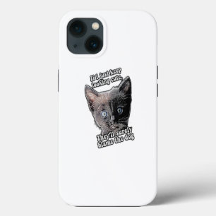 Etui iPhone 13 Mème de chat drôle en colère pour les propriétaire