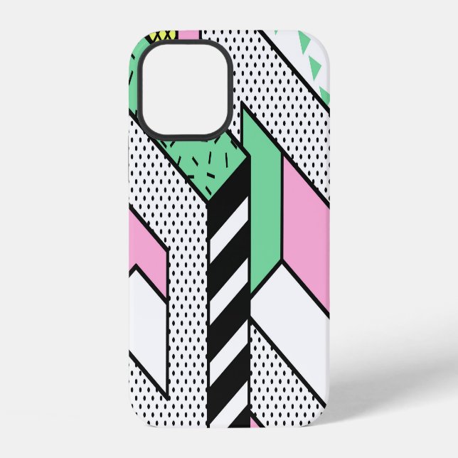 Coque iPhone Memphis Abstrait : formes géométriques des années  (Verso)