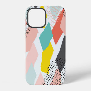 Coque iPhone 12 Memphis brosse traits : motif vintage.