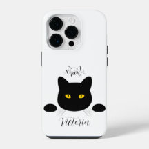 Meow Black Cat Golden Eyes personnalisable