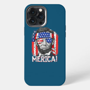 Etui iPhone 13 Pro Max Merica Abe Lincoln 4 juillet Hommes Drapeau Améric