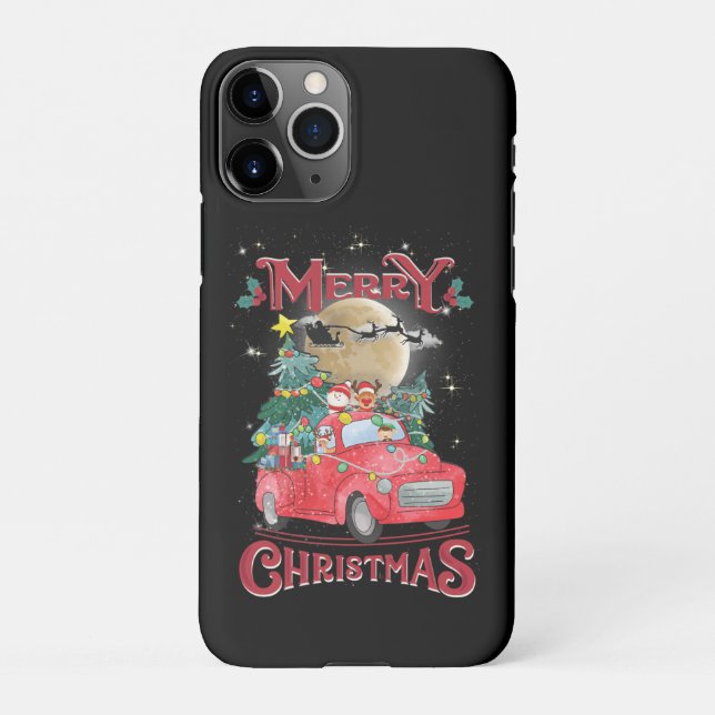 Coque iPhone Merry Christmas Vintage Red Santa Truck (Dos)