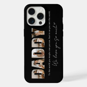 Coque iPhone 15 Pro Max Message de collage de photos de Papa pour la fête