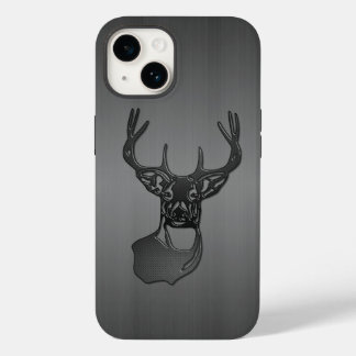 Coque Pour iPhone 14 Métal brossé - Buck Cerf à queue blanche