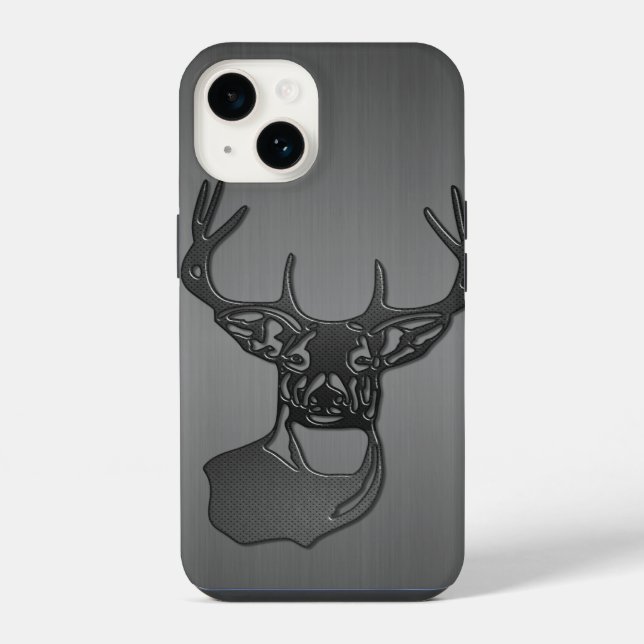 Coque iPhone Métal brossé - Buck Cerf à queue blanche (Verso)