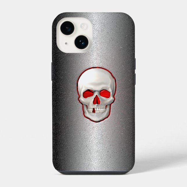 Coque iPhone Métal fissuré - Incrustation de crâne lumineux 3D (Verso)