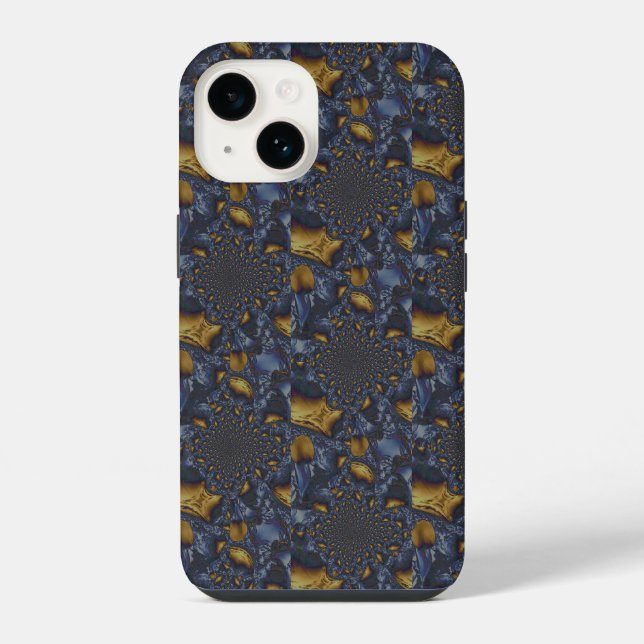Coque iPhone Métal fondu bleu or et argent (Verso)