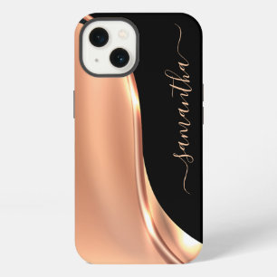 Etui iPhone 13 Métal Look 3-D Rose gold Wave Nom