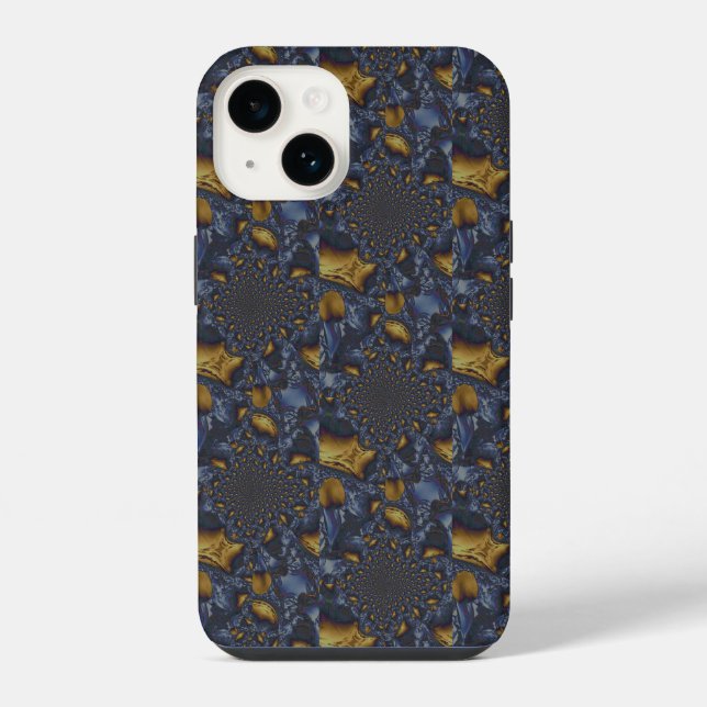 Coque iPhone Métal Moulé or et argent bleu (Verso)