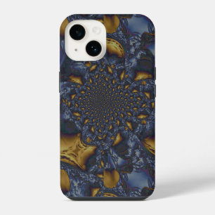 Coque Pour iPhone 14 Métal Moulé or et argent bleu