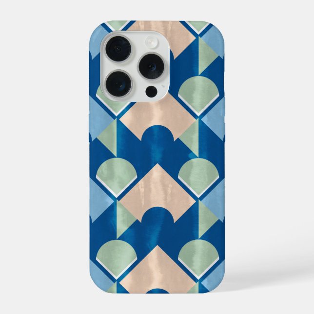 Coque iPhone Metallic blue geometric diamond shapes  (Verso)