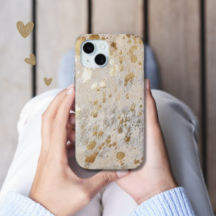 Coque iphone métallique d'impression Gold Cowhide