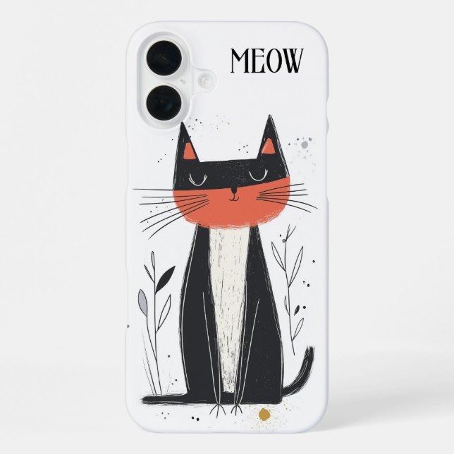 Coque iPhone Miaou. Illustration de chat confiant (Verso)
