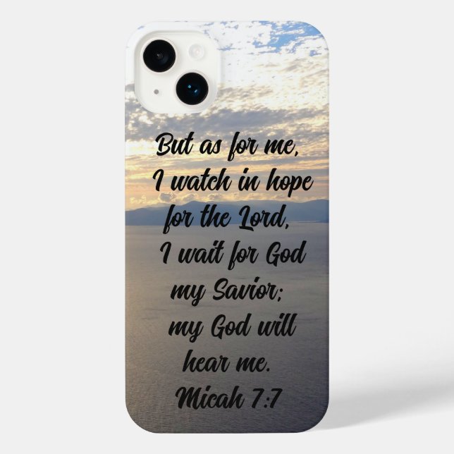 Coque iPhone Micah 7:7 Verset Bible Personnalisé (Verso)