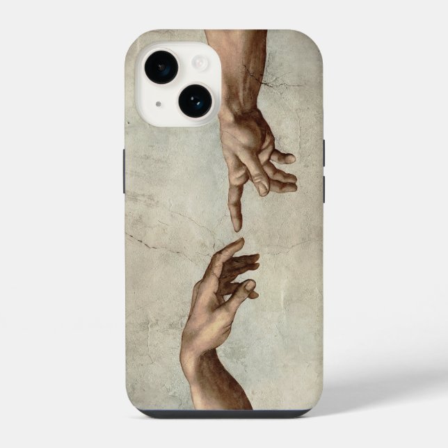 Coque iPhone Michaelangelo mains création adam dieu (Verso)
