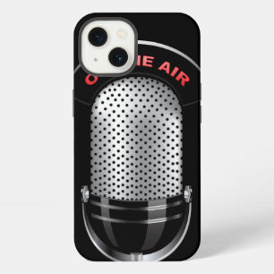 Etui iPhone 13 Microphone radio vintage en on air noir argent rou