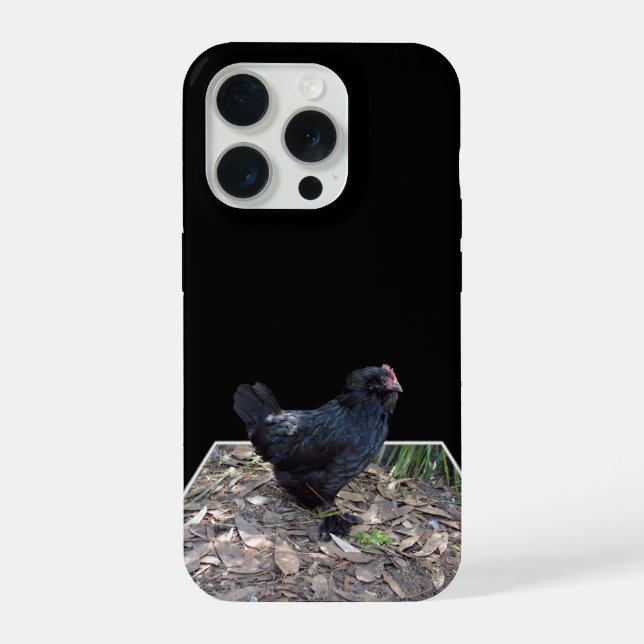Coque iPhone "Midnight Feathers: A Black Chicken in Popout Art" (Verso)