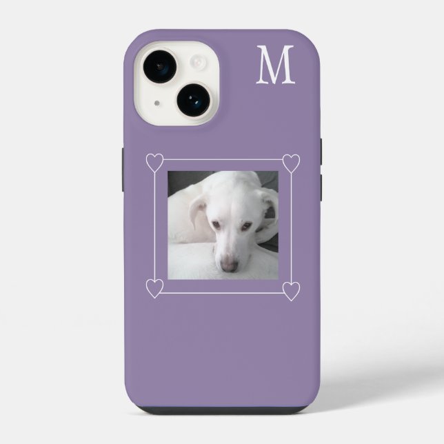 Coque iPhone Mignet Un Chien Photo Simple Initial Violet (Verso)