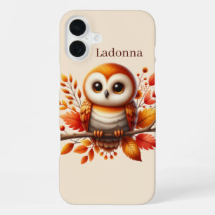 Coque iPhone 16 Plus Mignon hibou saisonnier ajouter un nom