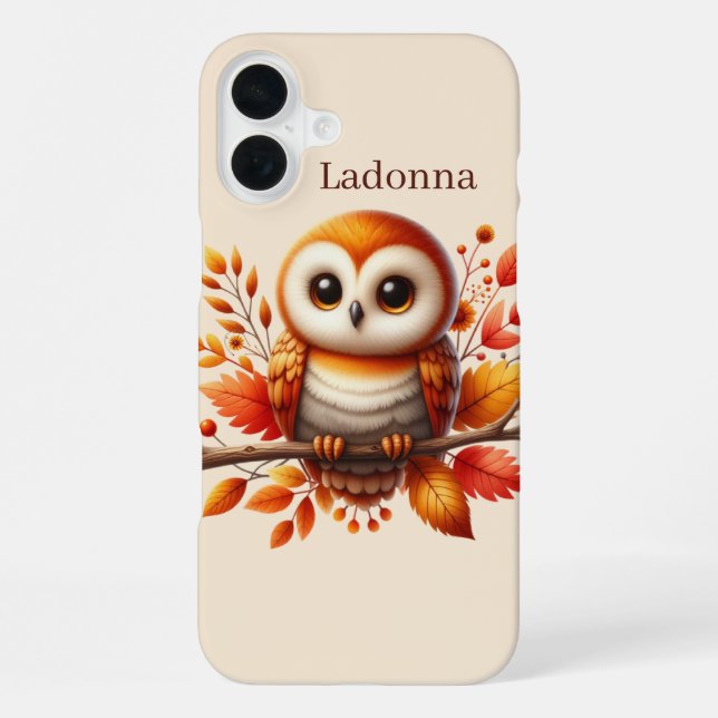 Coque iPhone Mignon hibou saisonnier ajouter un nom  (Verso)