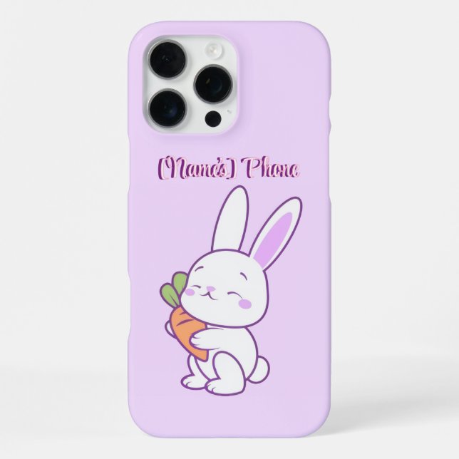 Coque iPhone Mignon Kawaii Pastel Violet Lapin avec Carotte Per (Verso)