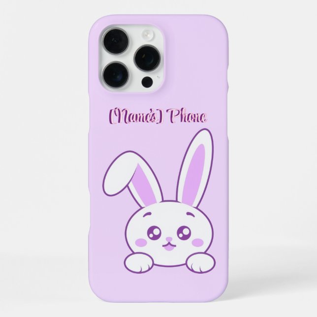 Coque iPhone Mignon Kawaii Pastel Violet Lapin Qui Regarde Pers (Verso)