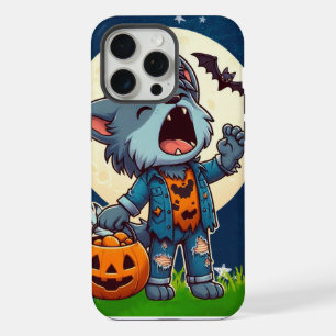 Coque iPhone 15 Pro Max Mignon monstre loup-garou hurlant avec citrouille
