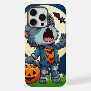 Coque iPhone 15 Pro Max Mignon monstre loup-garou hurlant avec citrouille