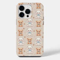 Mignon ours en peluche et nœuds bleus motif sans c