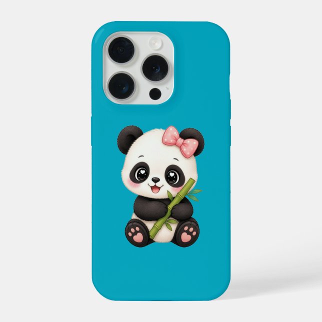 Coque iPhone Mignon Ours Panda avec Étui de Téléphone Rose & Ba (Verso)