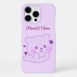 Coque iPhone 16 Pro Max Mignon Ourson Mignardise Violet Pastel Personnalis