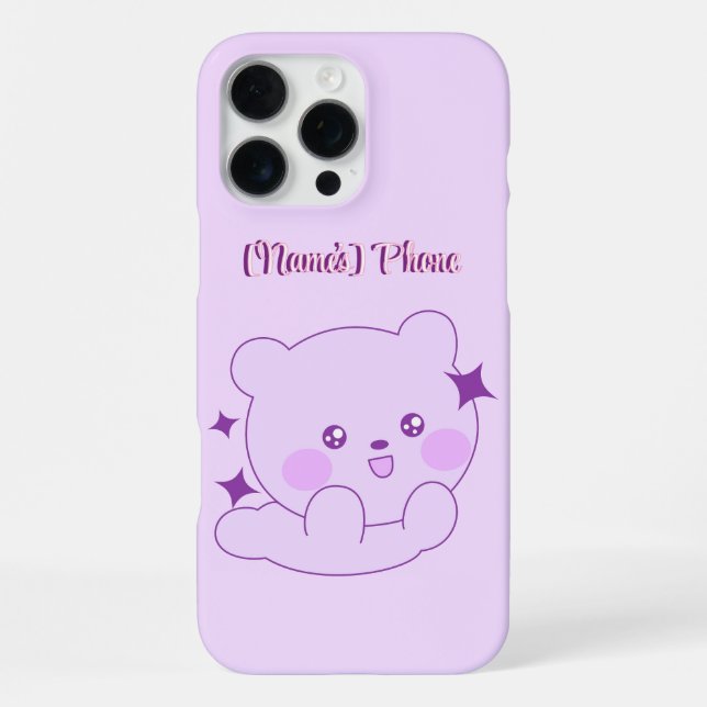 Coque iPhone Mignon Ourson Mignardise Violet Pastel Personnalis (Verso)
